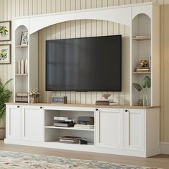 Large TV Stand Media Console Entertainment Center w/ Bookshelf for up to 75in TV