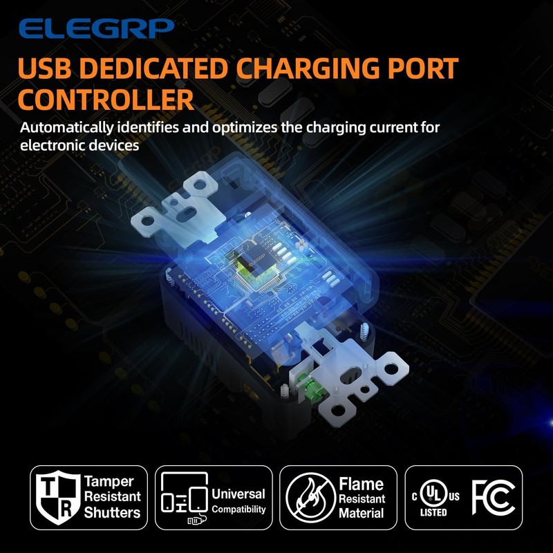 USB Charger Wall Outlet - 20 Amp Duplex Tamper Resistant Receptacle with USB ... gallery