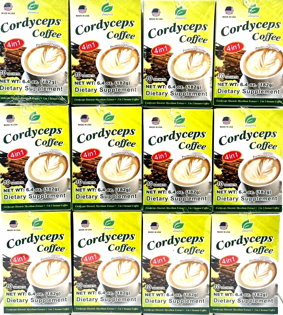 Longreen 4-In-1 Premium Quality Cordyceps Coffee 10 Sachet x 25g ( Pack of 12 ) gallery