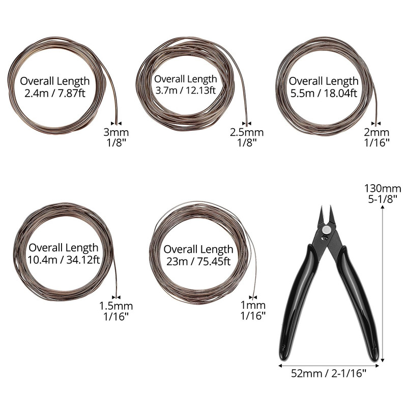 Bonsai Training Wire Set 147ft 5 Sizes 1 3mm Anodized Aluminum with Cutter gallery