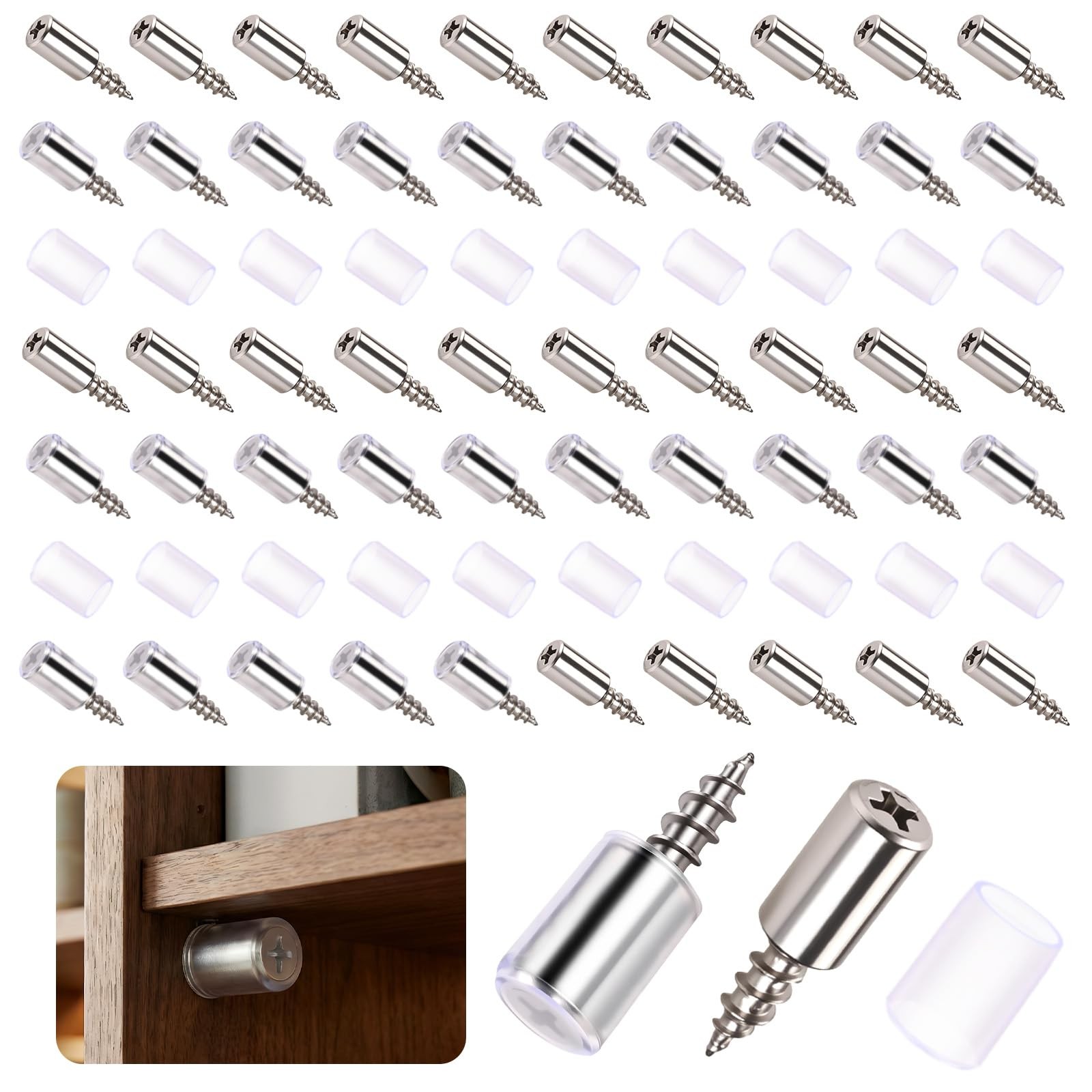 50 Pcs Cabinet Shelf Support 20kg (44 lbs) load capacity, silver-colored gallery