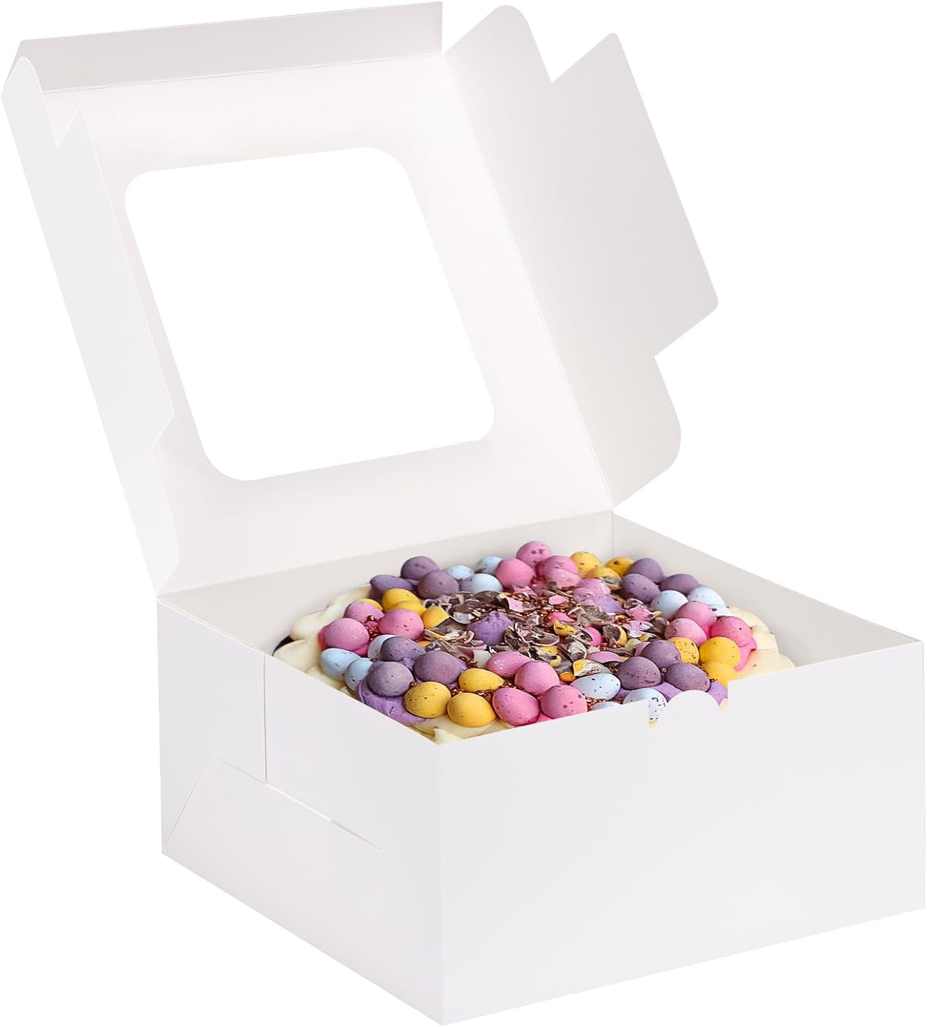24Pcs Cake Boxes, 10X10X5 Inches White Square Bakery Boxes with Window Cajas Pas gallery