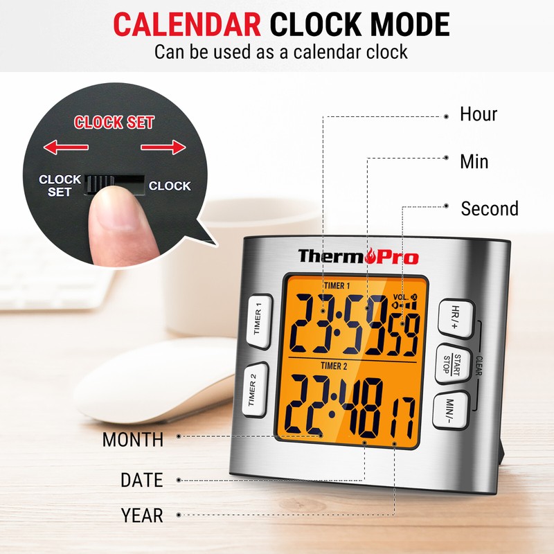 ThermoPro LCD Digital Kitchen School Timer Clock W/ Dual Countdown Stop Watches gallery