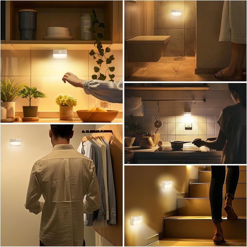 8 Pack Motion Sensor Stair Lights Indoor Battery Operated Wireless LED Night gallery