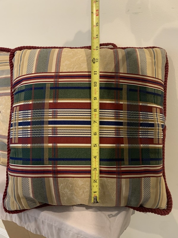 Classic PLAID PILLOWS WITH RUST GOLD RED TAN GREEN BROWN Striped Christmas Feel gallery