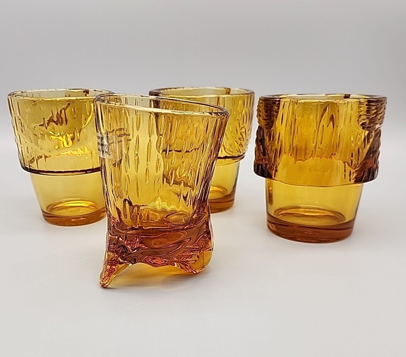 DOIY Ginger Kitty Design Amber Cat Stacking Glasses Set of 4 Novelty Drinkware gallery