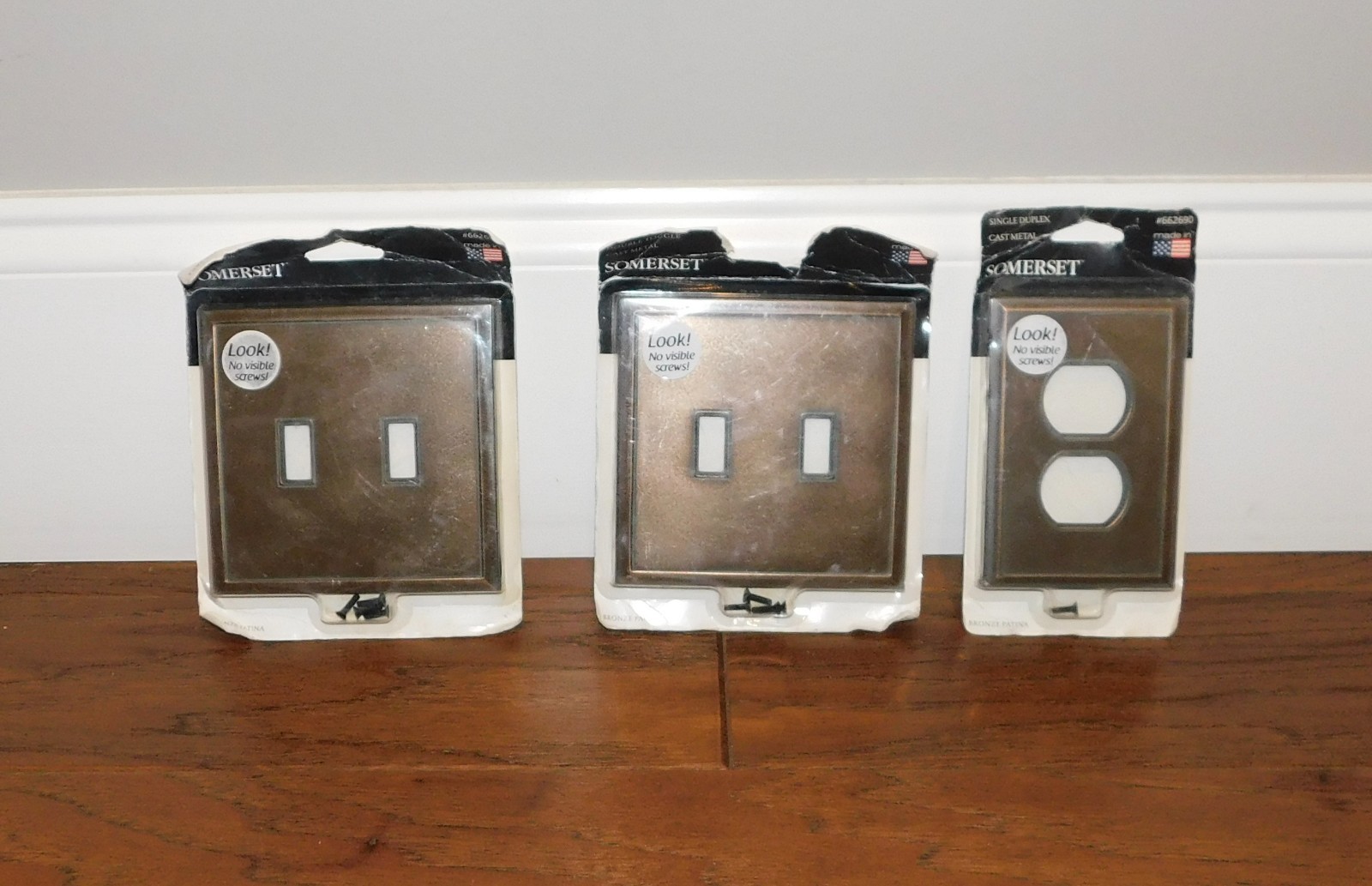 LOT 3 Somerset Double Toggle Switch Plate Duplex Bronze Patina No Visible Screws gallery
