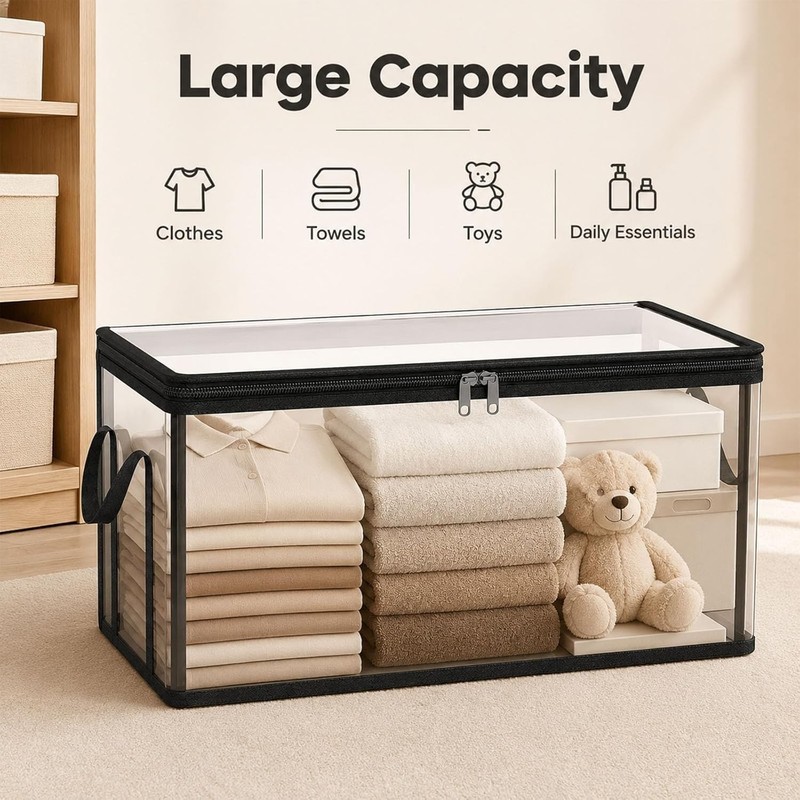 Large-Capacity Clear Storage Bag, Foldable Heavy Duty Transparent Moving Boxes gallery