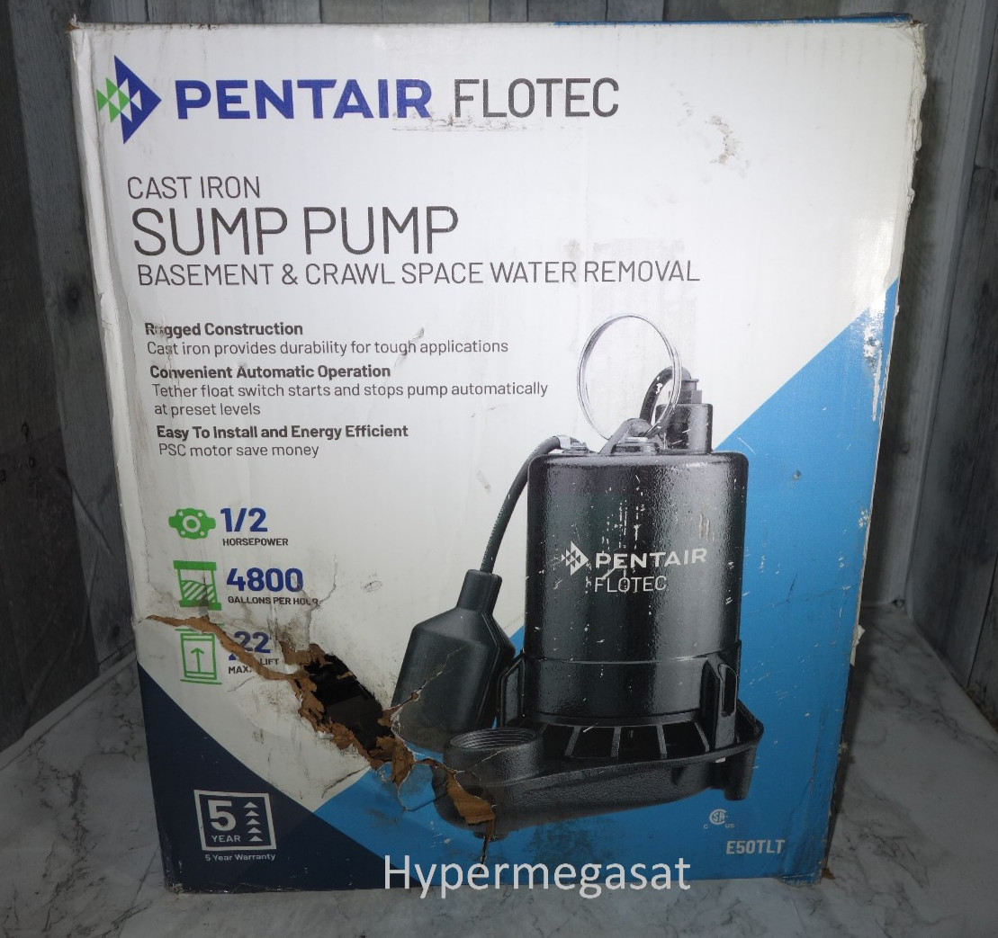 Pentair Flotec E50TLT 1/2 HP 80GPM Cast Iron Submersible Sump Pump-PINCHED CORD gallery