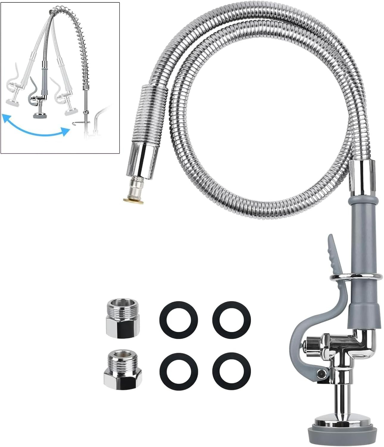 Pre Rinse Spray Valve with Stainless Hose 44Inch Flexible Commercial Sink Faucet gallery