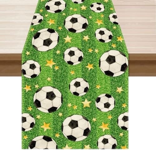 Soccer Grass Stars Theme Table Runner Game Day Table Table Runner 13x48 Inch