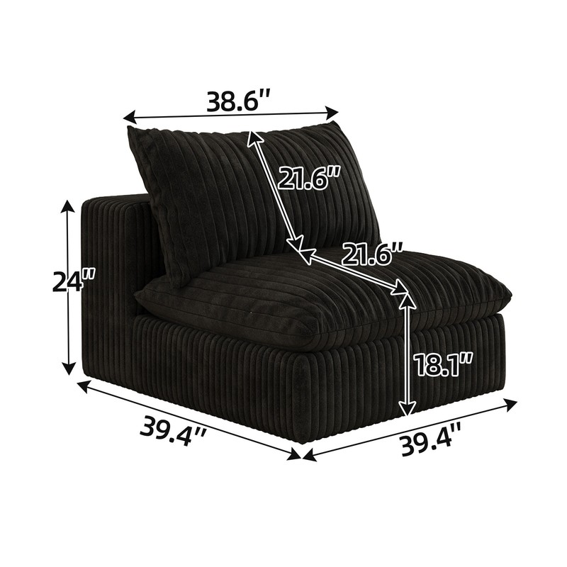 157'' U Shape 8 Seater Cloud Modular Sectional Sofas Corduroy Couch with Ottoman gallery
