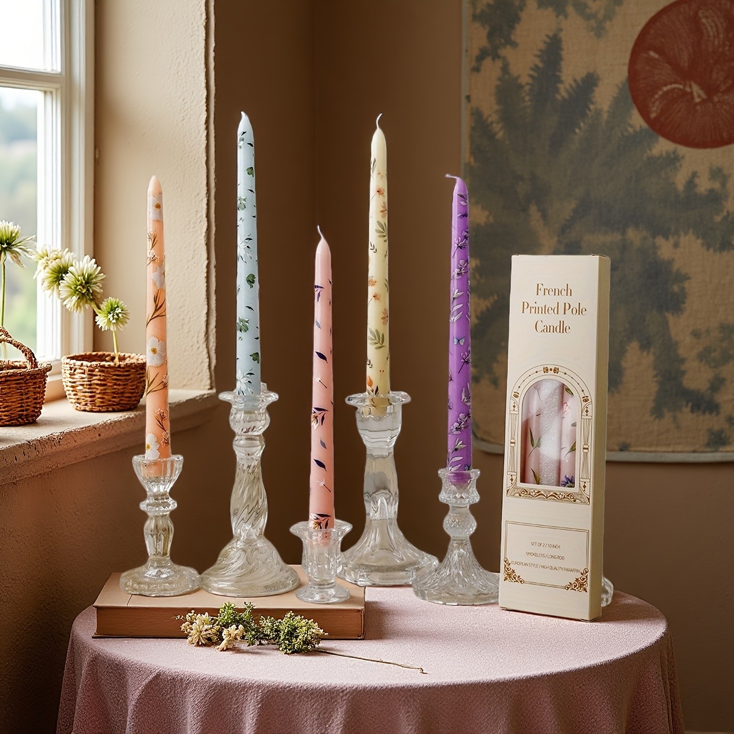 2pc 25cm Printed Long Candles Purple gallery