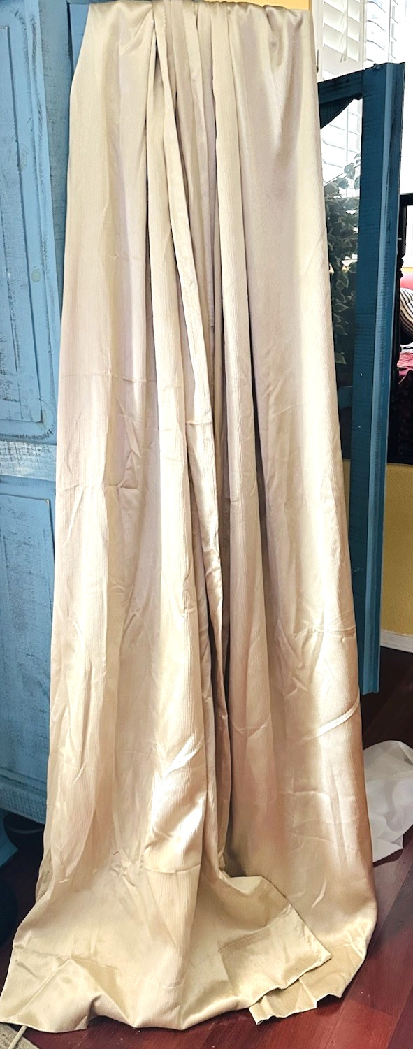 CHRIS MADDEN HILTON CANDLELIGHT ivory SATIN SHIMMER (2) curtain PANELS 55X95 gallery