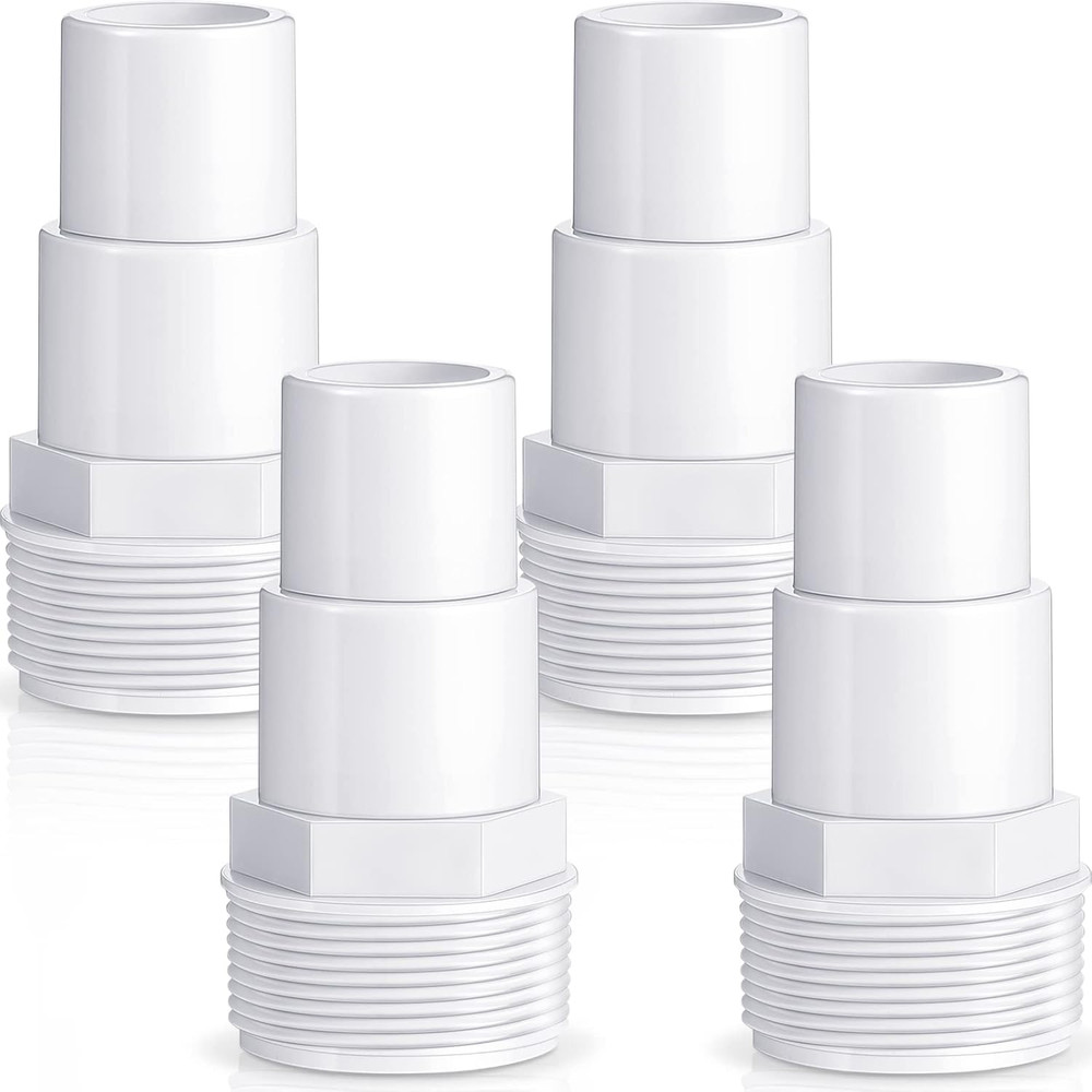 4 Pieces Pool Hose Adapter Replacement 1 1/4" to 1 1/2" Threaded PVC Connector,