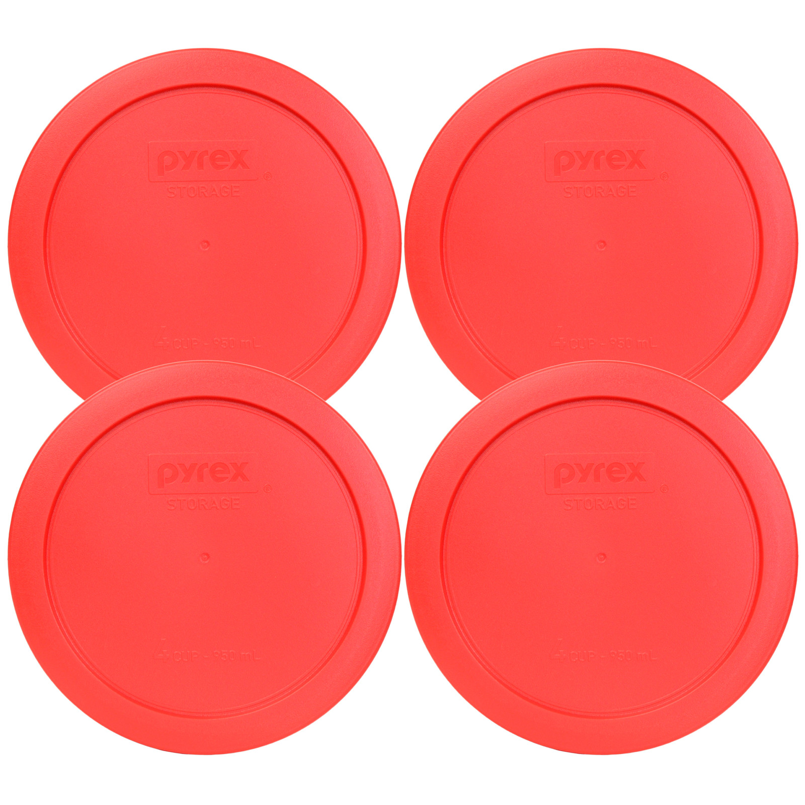 Pyrex 7201-PC 6" Red Round Replacement Cover Lid New for 4 Cup Glass Bowl 4PK gallery