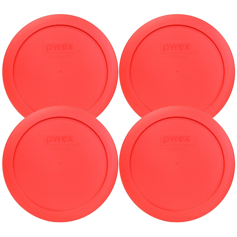Pyrex 7201-PC 6" Red Round Replacement Cover Lid New for 4 Cup Glass Bowl 4PK gallery