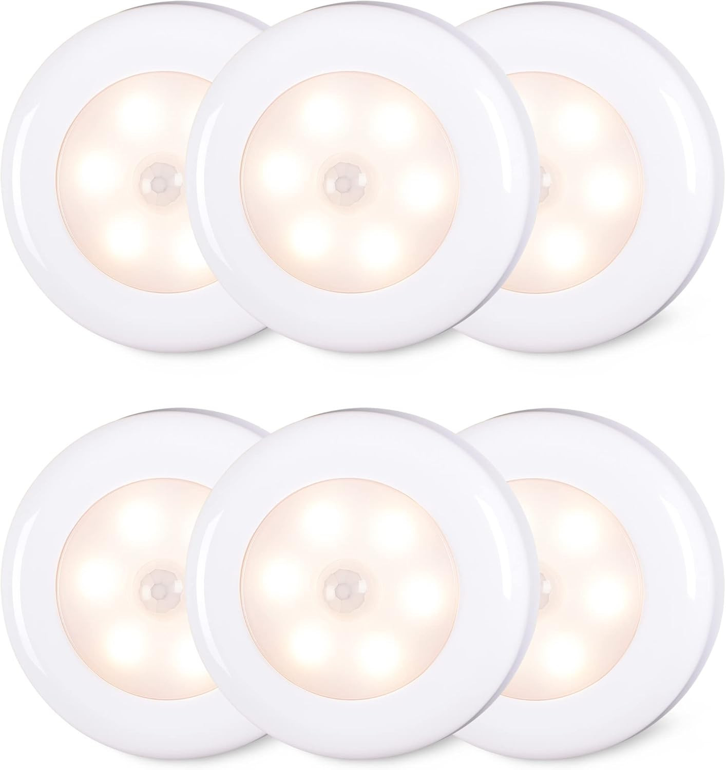 STAR-SPANGLED 6 Pack 2.8” Motion Sensor Lights Indoor AAA Battery Operated, Stic gallery