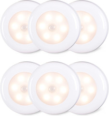 STAR-SPANGLED 6 Pack 2.8” Motion Sensor Lights Indoor AAA Battery Operated, Stic