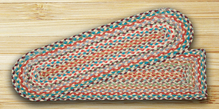 BRAIDED JUTE STAIR TREAD SETS. OVAL OR RECTANGLE. MULTICOLORED gallery