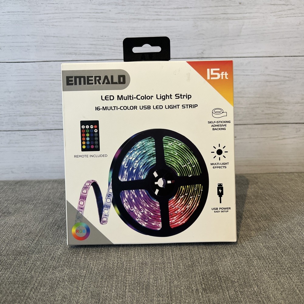 Emerald LED Multi-Color Light Strip 15ft USB Powered RGB Lighting