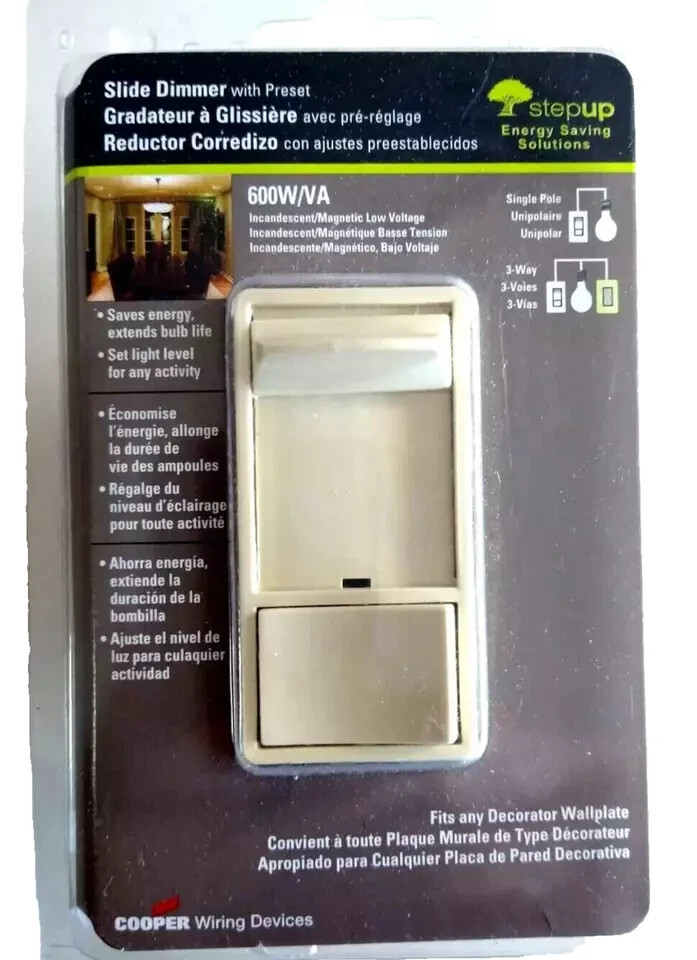 Slide Dimmer w/ Preset Ivory Low Voltage Incandescent 600W COOPER SI06P-V-K gallery