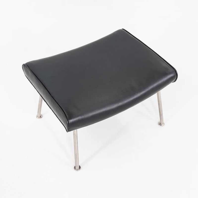 2020s Hans Wegner for Carl Hansen CH446 Footstool Reupholstered Black Leather gallery