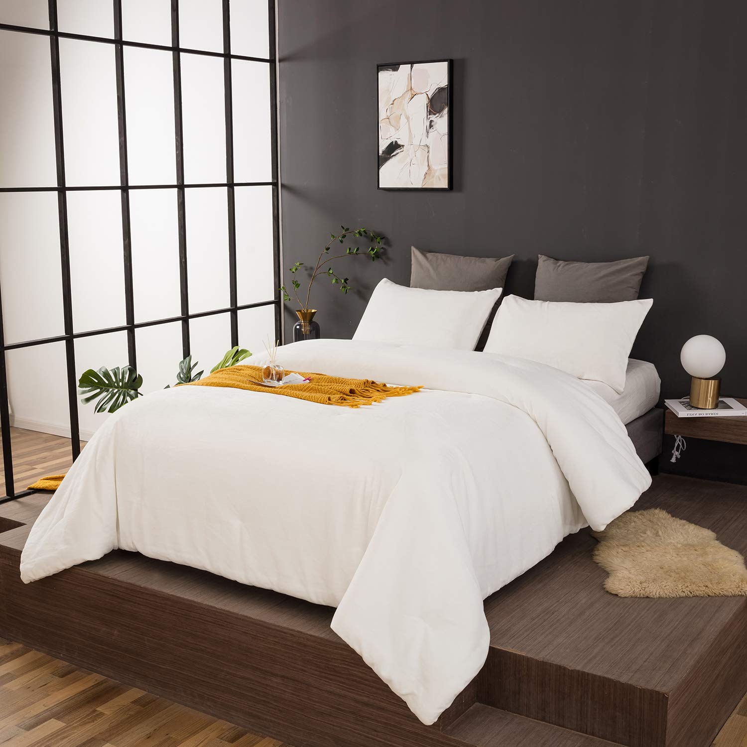 Karever White Velvet Comforter Set Cal King Flannel Velvet White Bedding gallery