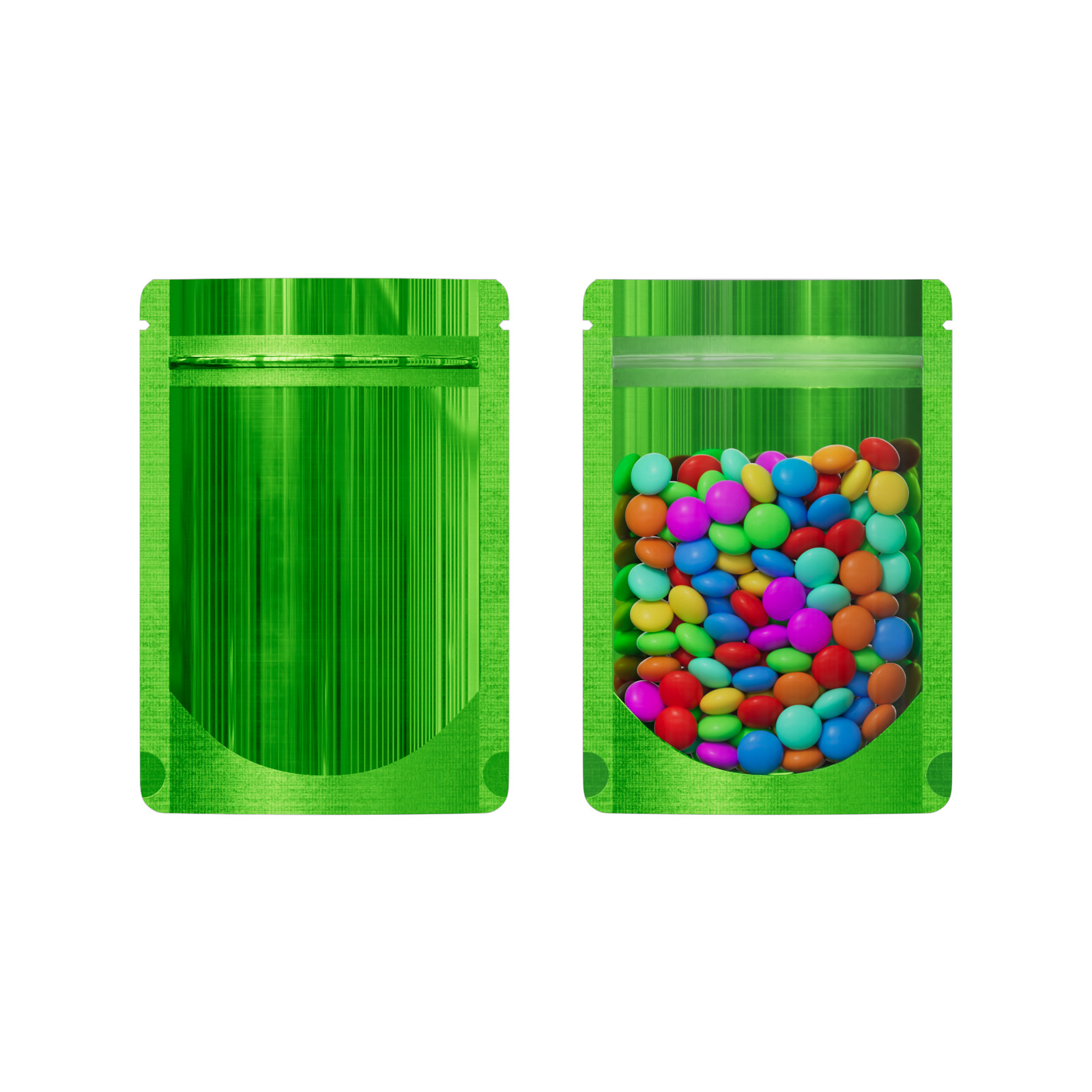 100/500/1000 Clear & Green Stand Up Resealable Freeze Dried Candy Packaging Bags gallery