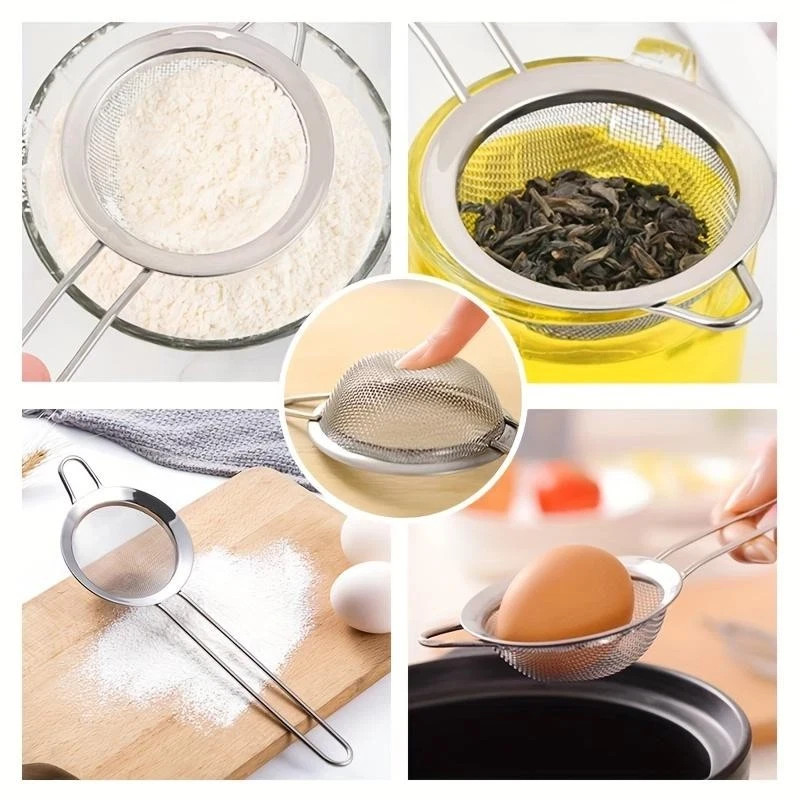 3PCS Kitchen Fine Mesh Strainer Stainless Steel Liquid Colander Sieve Strainer gallery