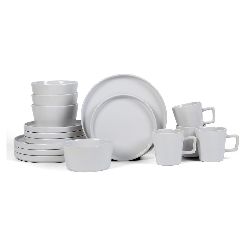 Stone Lain Stoneware 16pcDinnerware Set, Service for 4, White Glossy (Open Box)