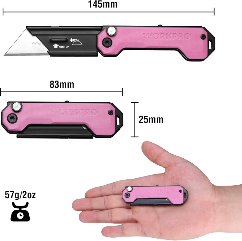 WORKPRO EDC Folding Utility Knife Foldable Small Pocket Knife with Belt Clip New gallery