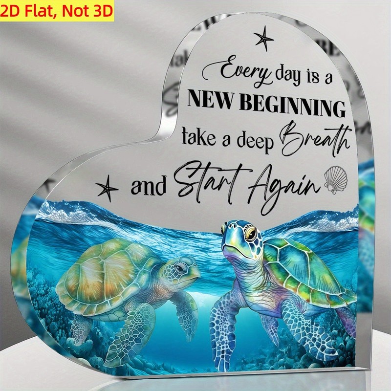 Heart Turtle Decor - "Every Day Is A New Beginning" Sign Inspirational Home Gift gallery
