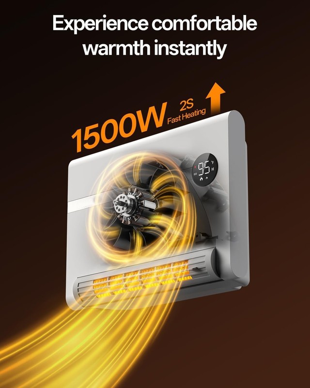Calefactor de pared para dormitorio, calefactor eléctrico PTC de 1500 W de calen gallery