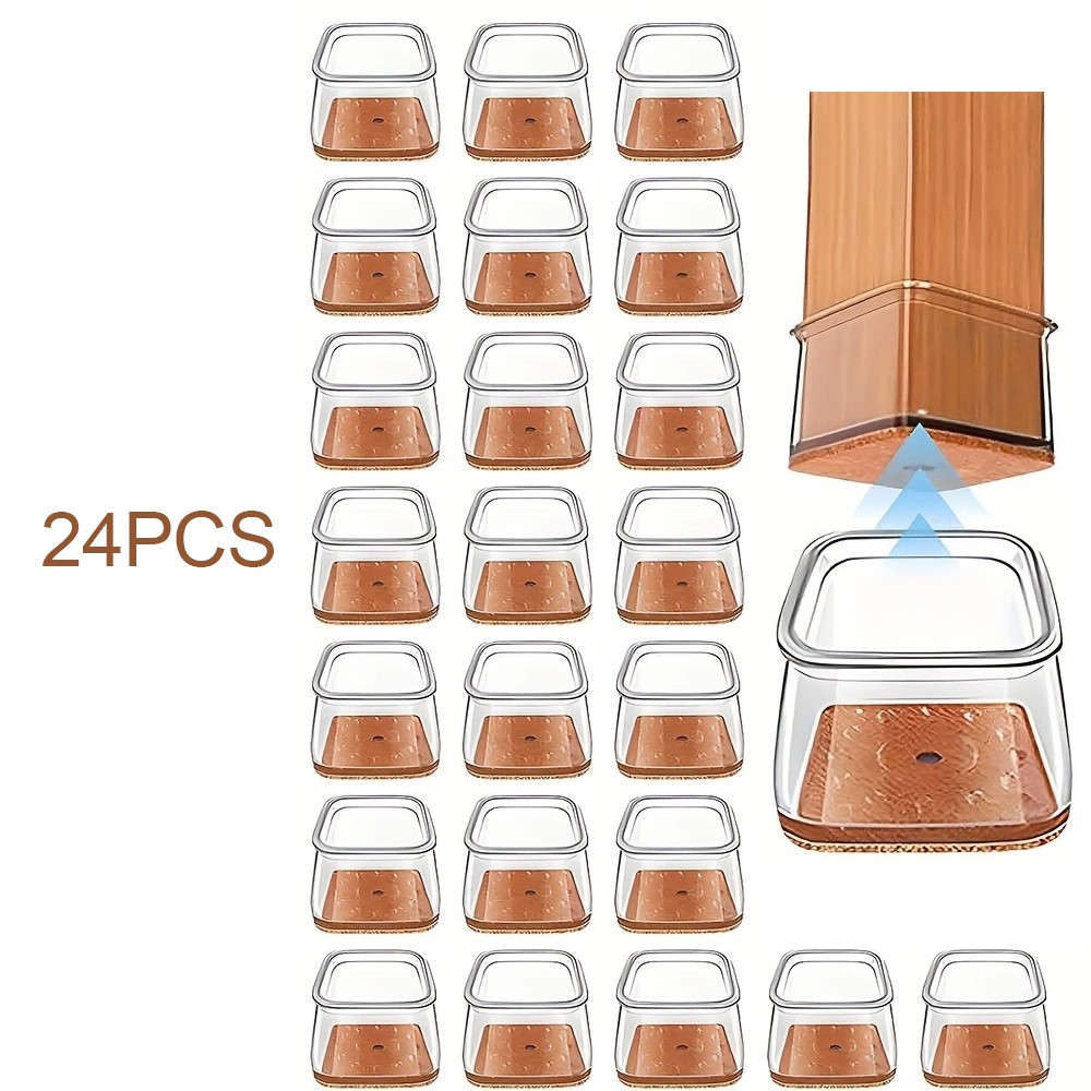24PCS Chair Leg Floor Protectors Square,Silicone Felt Furniture Pads Caps Covers gallery