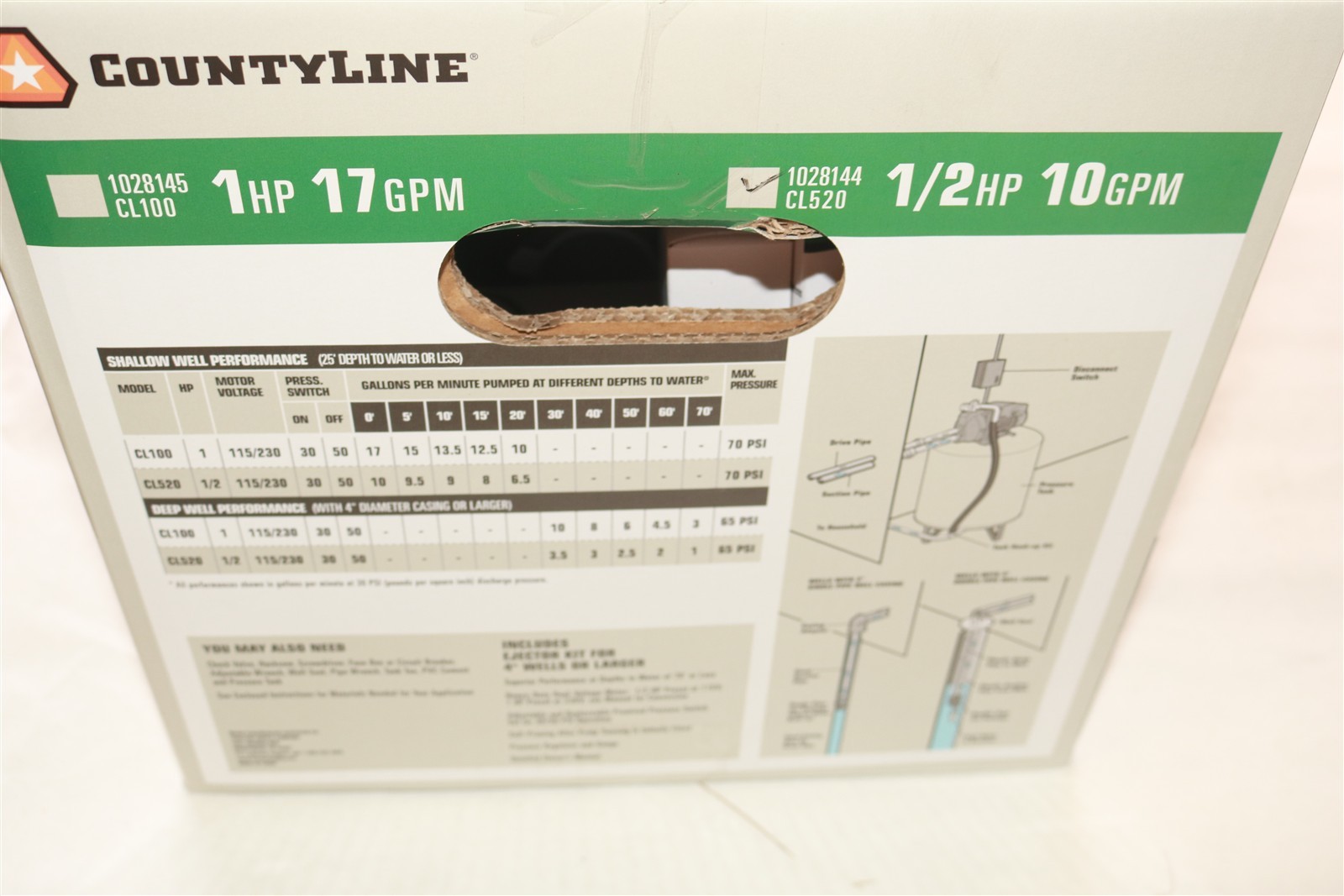 COUNTYLINE 1/2 HP 115V Cast Iron Convertible Jet Pump 10 GPM CL520 NIB gallery