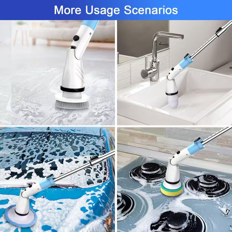 47 In. Cordless Cleaning round Brush with 5 Replaceable Heads gallery