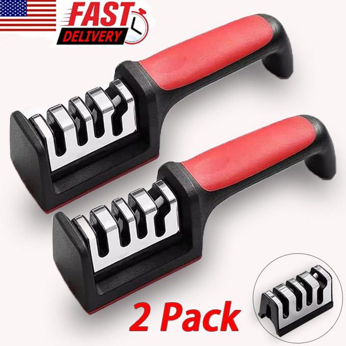 2 Pcs 4 in 1 Knife Sharpener 4 Stage for Ceramic Steel Knives and Scissors gallery
