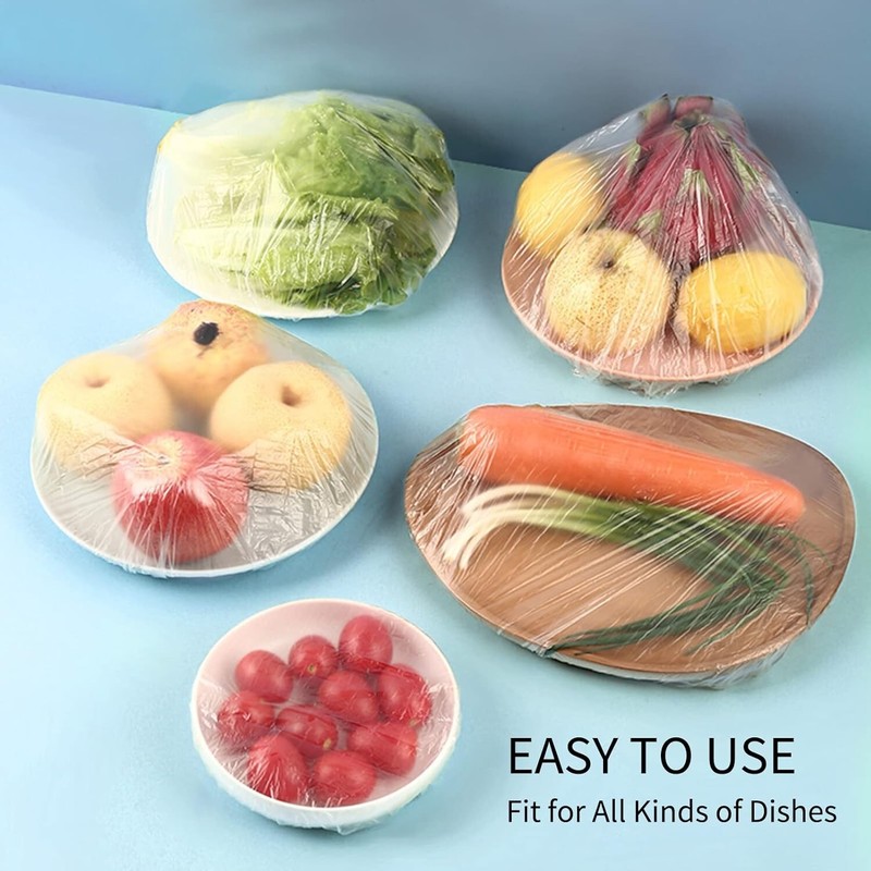 300pcs Reusable Elastic Stretch Fresh Keeping Covers Kitchen Food Plastic Wrap gallery