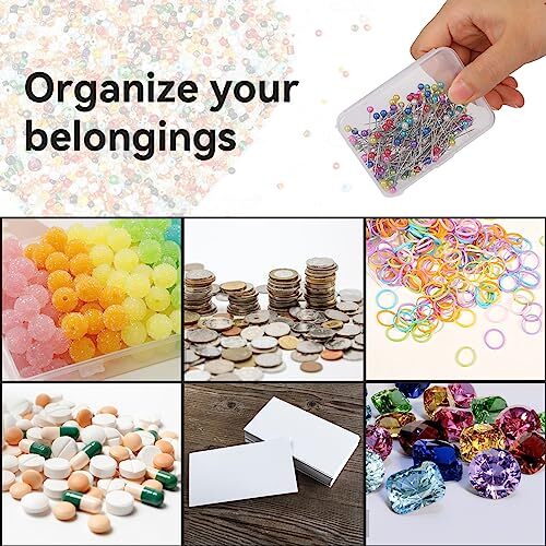 6 PCS Mini Clear Plastic Storage Containers Box Case with Lids Clear Rectangle gallery