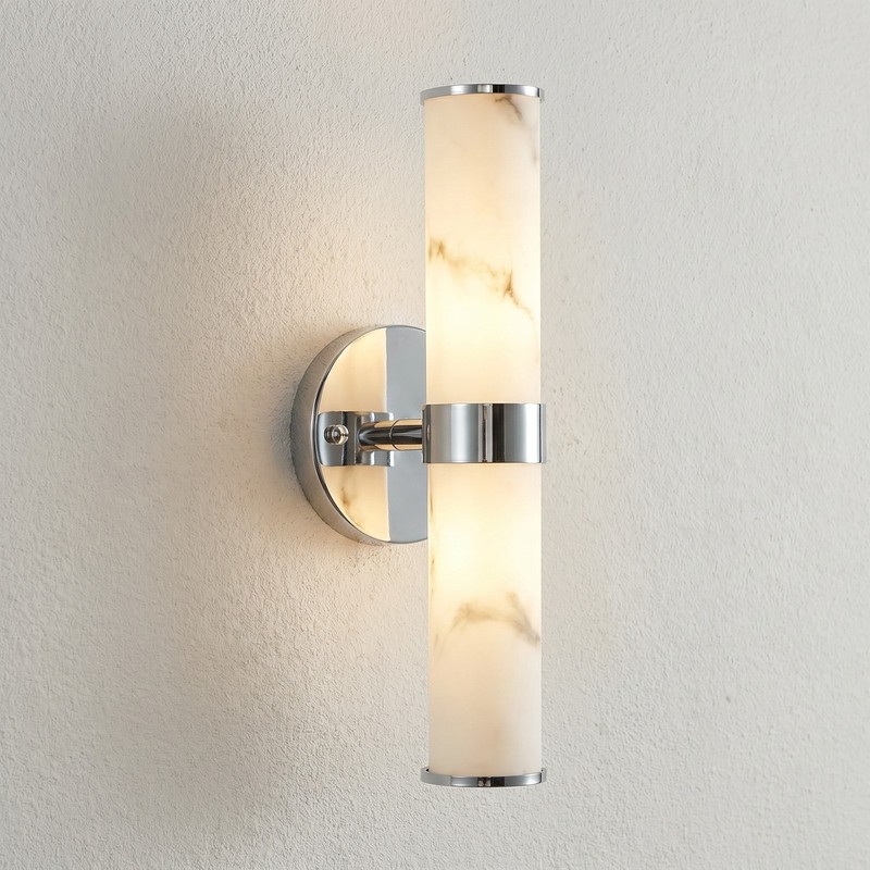 2 Pack 14 inch Modern Chrome Marble LED Wall Sconce Textured Indoor Fixture UL gallery