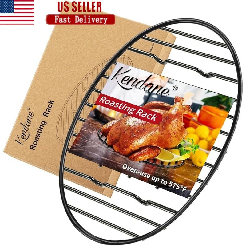 Roasting Cooling Rack Roaster Pan Oven Safe Multi-Use Heavy Steel Cooking Tool gallery