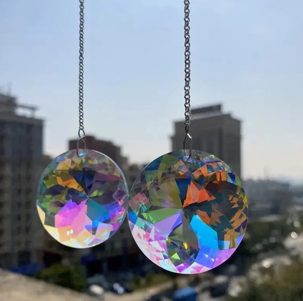 2Pcs, round Crystal Sun Catchers, Glass Prism Hanging Sun Catchers, Rainbow Make gallery