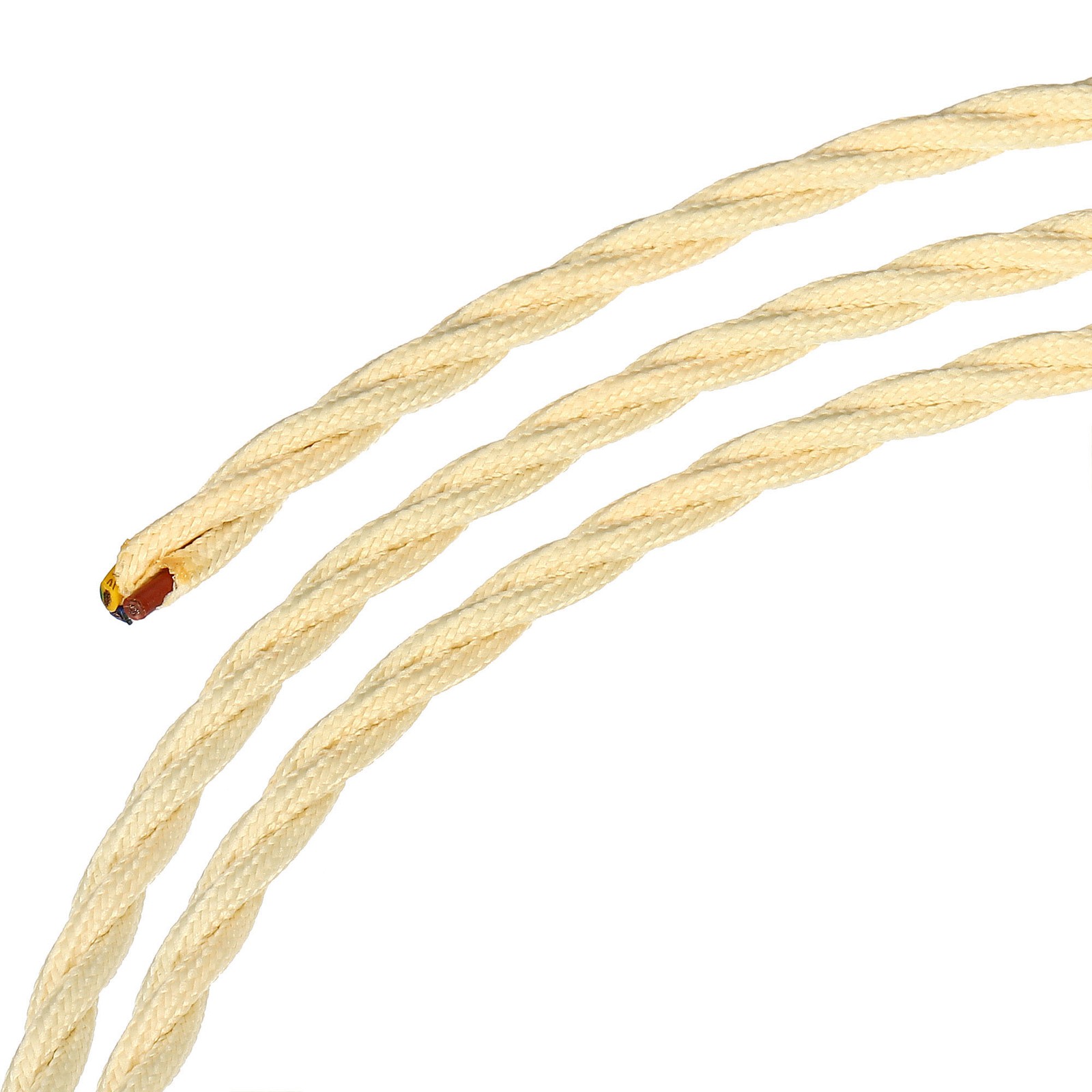 Twisted Cloth Covered Wire 3 Core 18AWG 5m/16.4ft,Electrical Cable,Cream gallery
