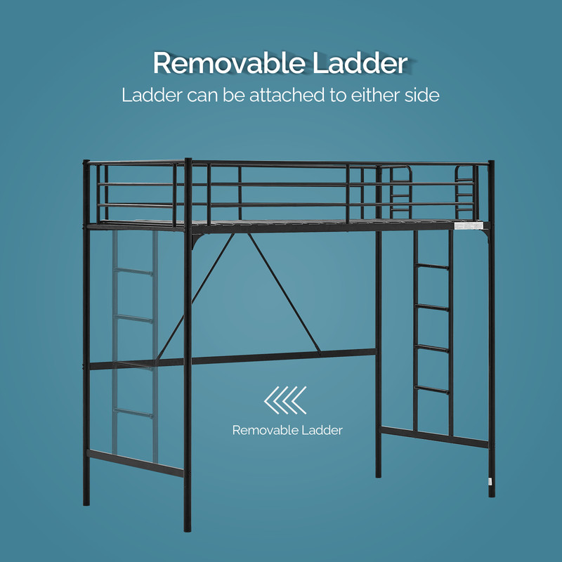 Loft Bed Twin Loft Bunk Bed Frame with Stairs Flat Ladder Rung for Kids Adults gallery