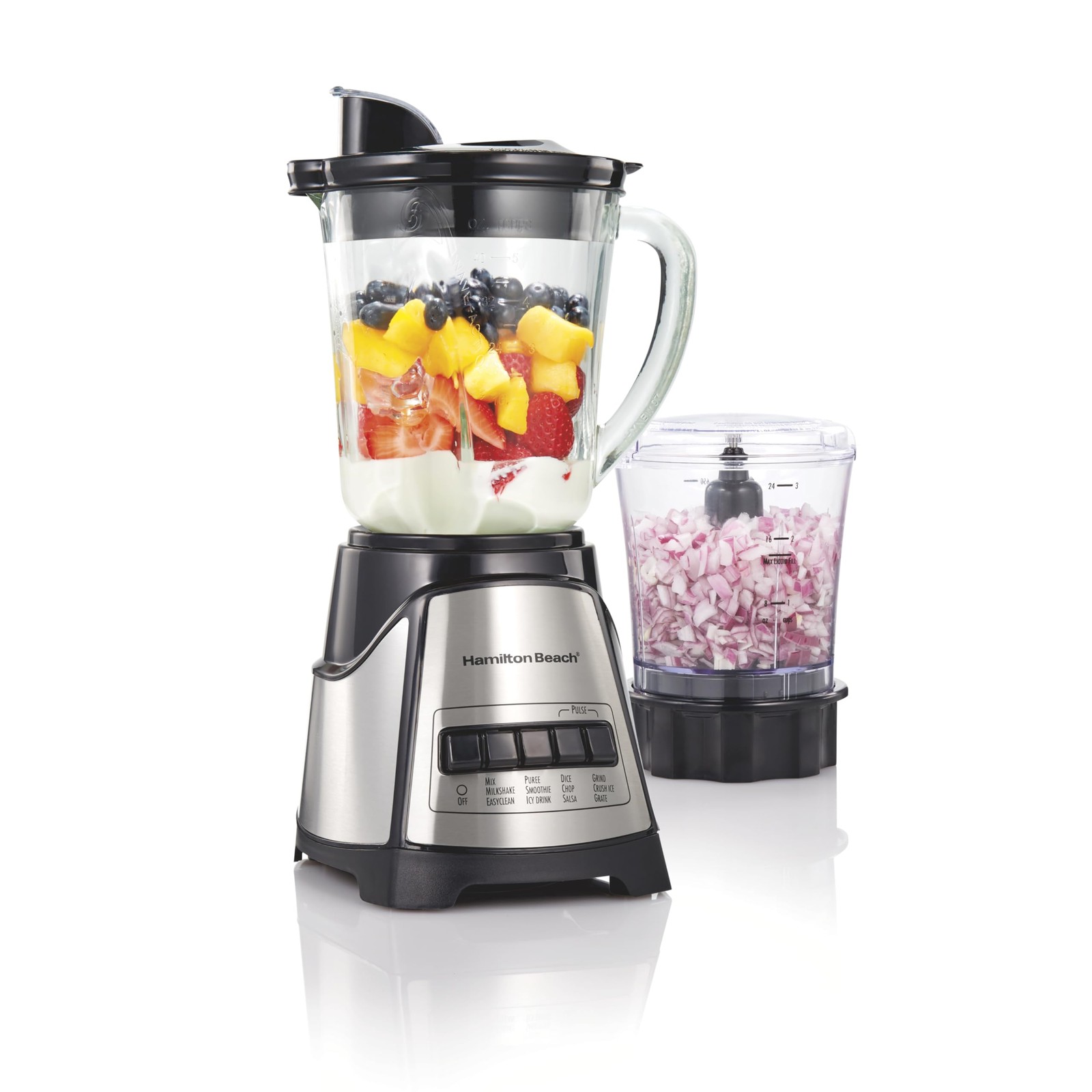 Hamilton Beach Power Elite Blender for Smoothies with 3-Cup Vegetable Chopper, gallery