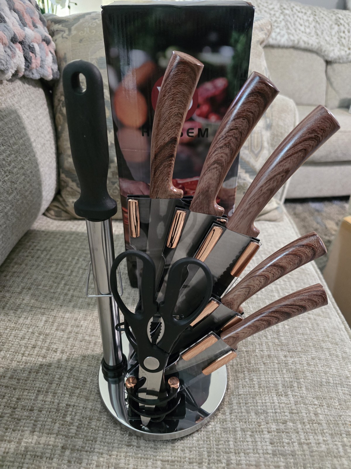 HEESEM X8 8-Piece Knife Set Cleaver Chef Slicer Utility Peeler Scissors gallery