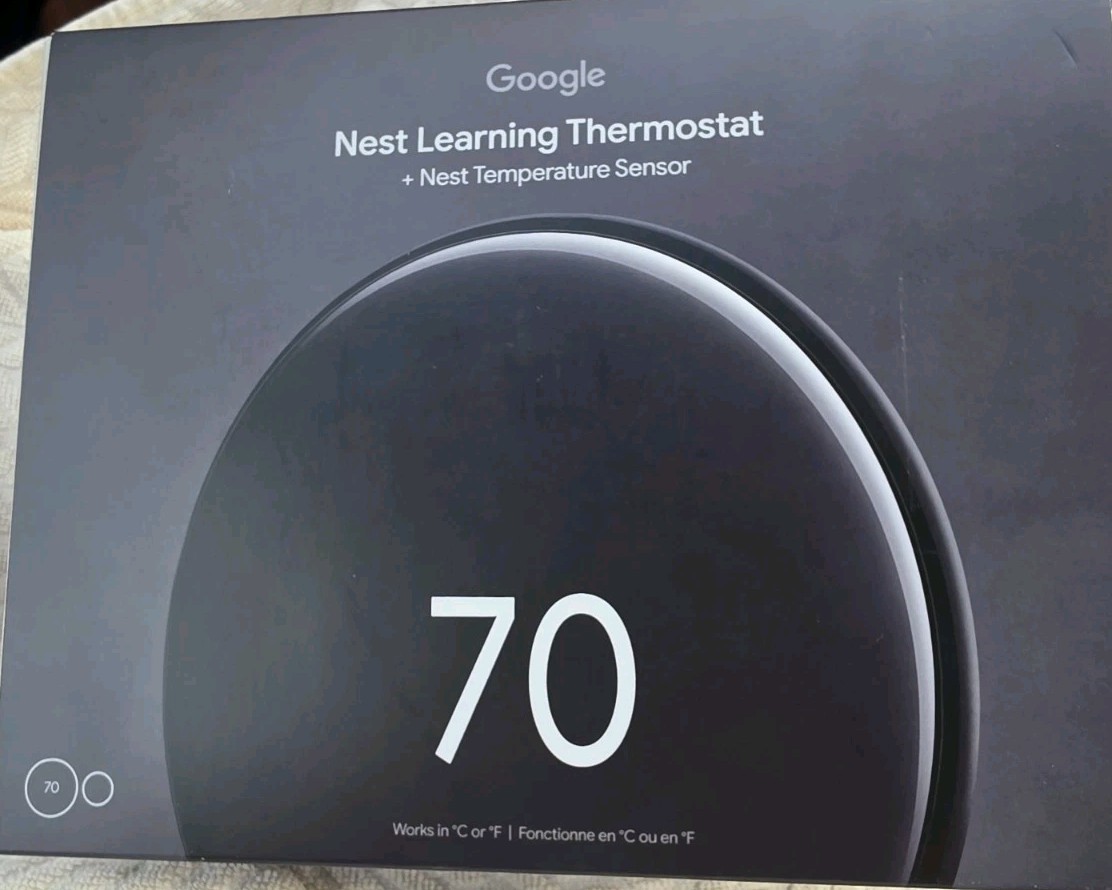 Google Nest Learning Thermostat 4th Gen w/Sensor- Polished Obsidian**BRAND NEW** gallery