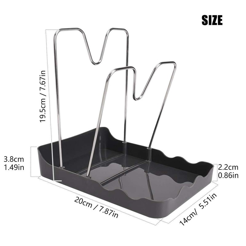 Kitchen Pot Lid Storage Rack Stainless Steel Pot Lid Holder Spoon Rest Organizer gallery