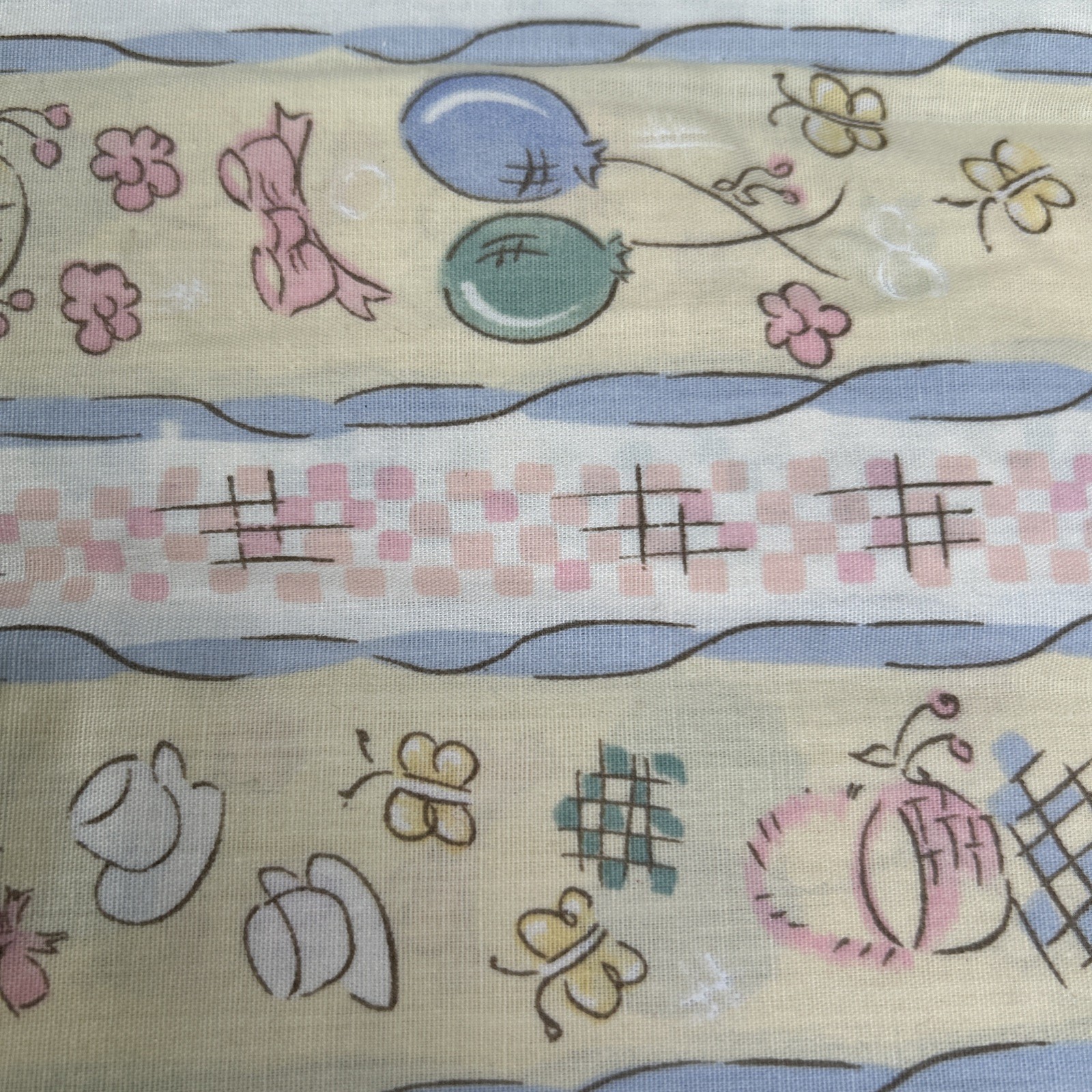 Picnic Spring Theme Balloons Fabric 2 Yards Yellow Green Blue gallery